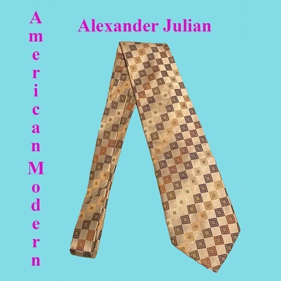 NWOT Alexander Julian American Modern 100% Silk Ti - Picture 2 of 7